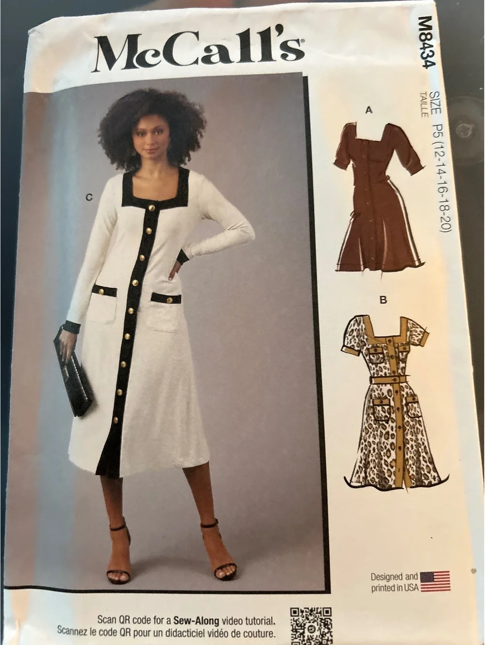 McCall's M8434 Dress Sewing Pattern - Sizes 12-20